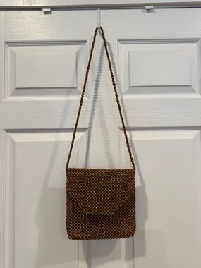 Brown Beaded Crossbody Bag